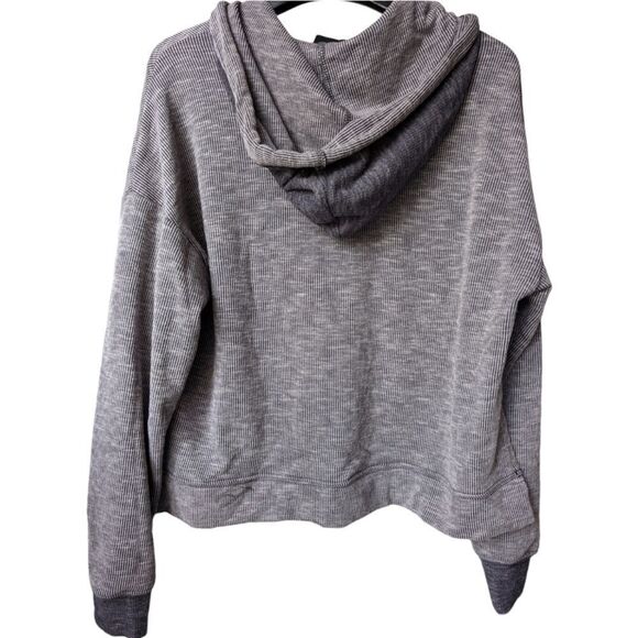 Urban Outfitters Navy grey colorblock slouchy Marled Cropped oversized hoodie - Picture 2 of 9